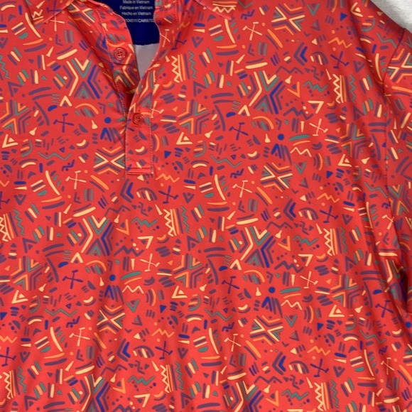 Birdie Bound Men 3XL Golf Polo Shirt Short Sleeve Red Abstract Print Performance - Picture 3 of 9